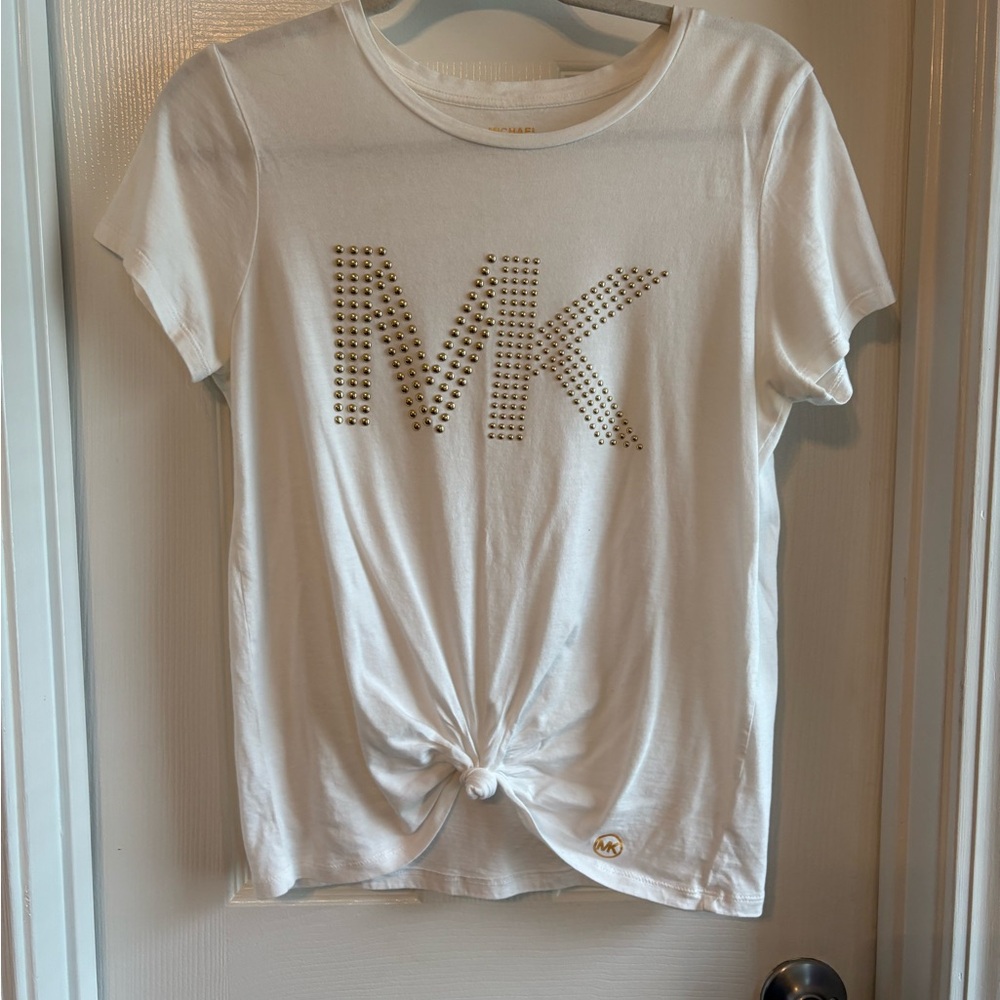 Michael Kors White Tee with Gold Accents